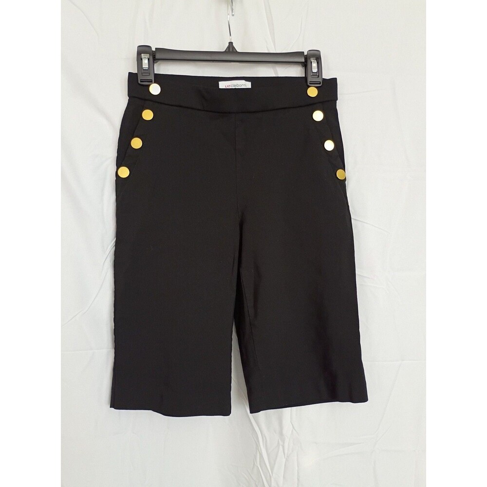 Liz Claiborne Black Sailor Shorts With Gold Buttons